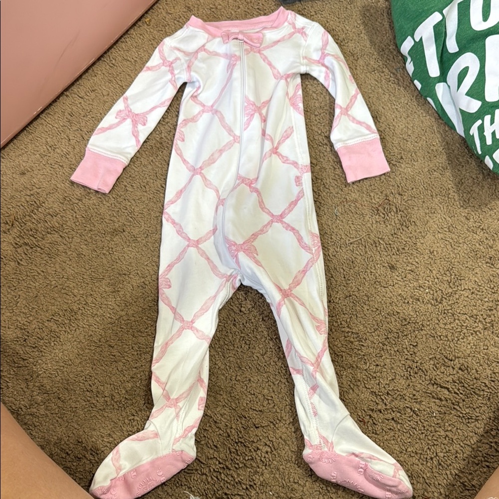 The Beaufort Bonnet Company Pink and White Footies One Piece
